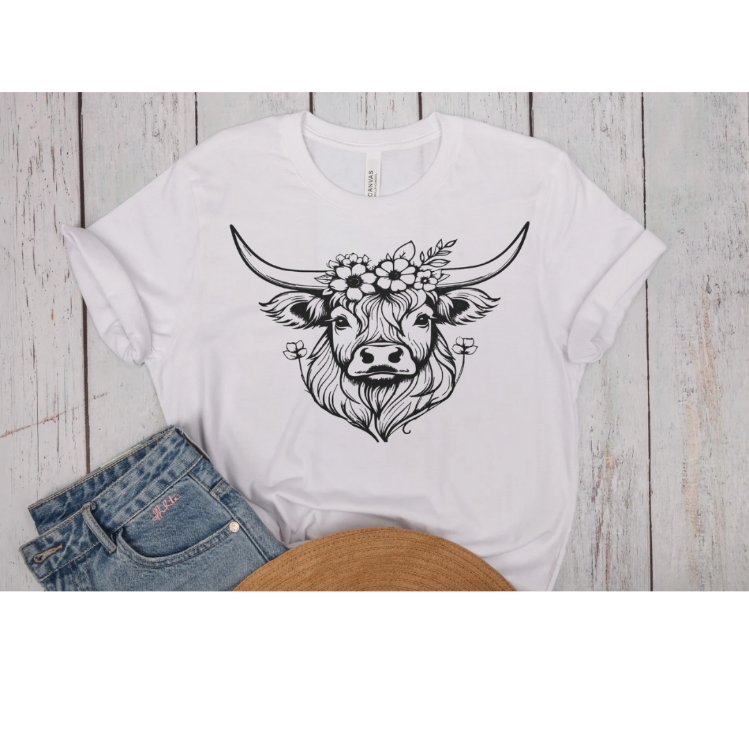 Single Color Screen Print - Flower Heifer