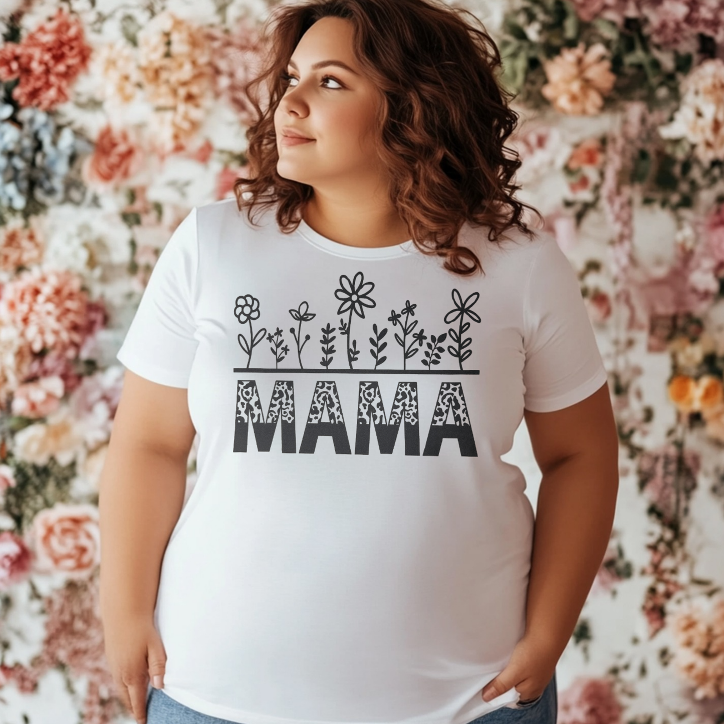 Single Color Screen Print - Mama flowers