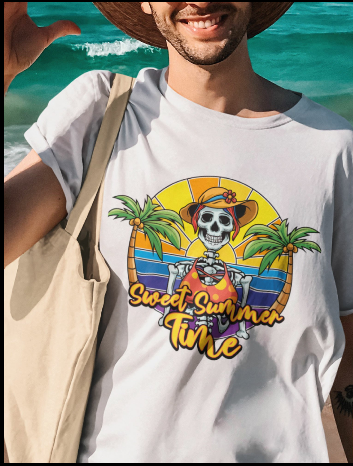 Ready to Press DTF Print - Sweet Summer Time Girl Skull