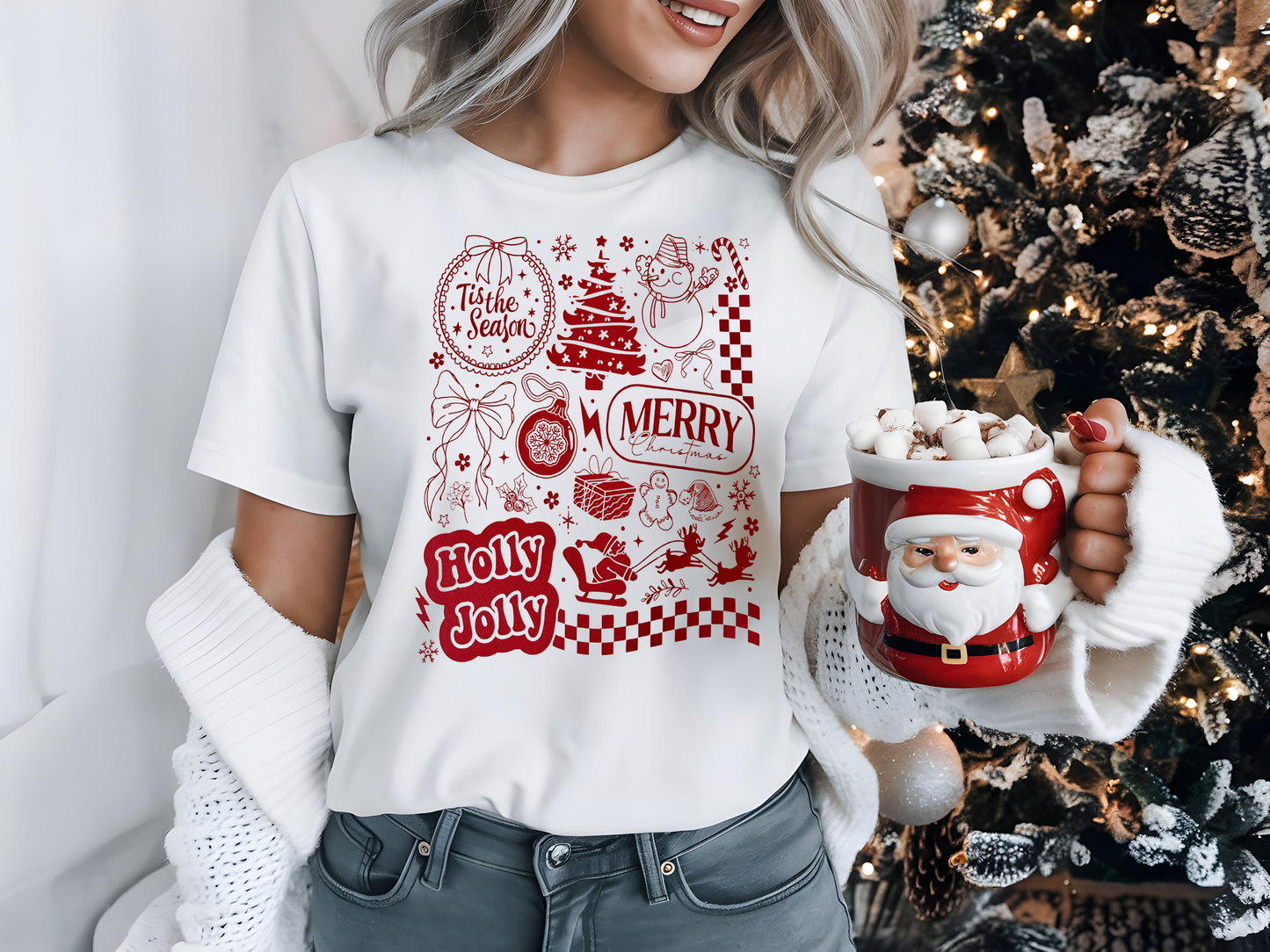 Single Color Screen Print - Christmas Collage