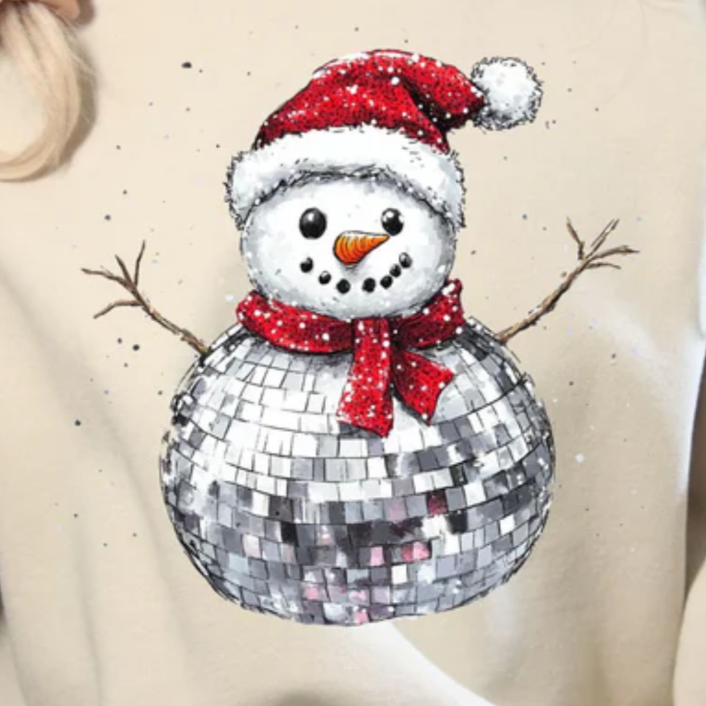 Disco Snowman RTS Glitter Clear Film Screen Print
