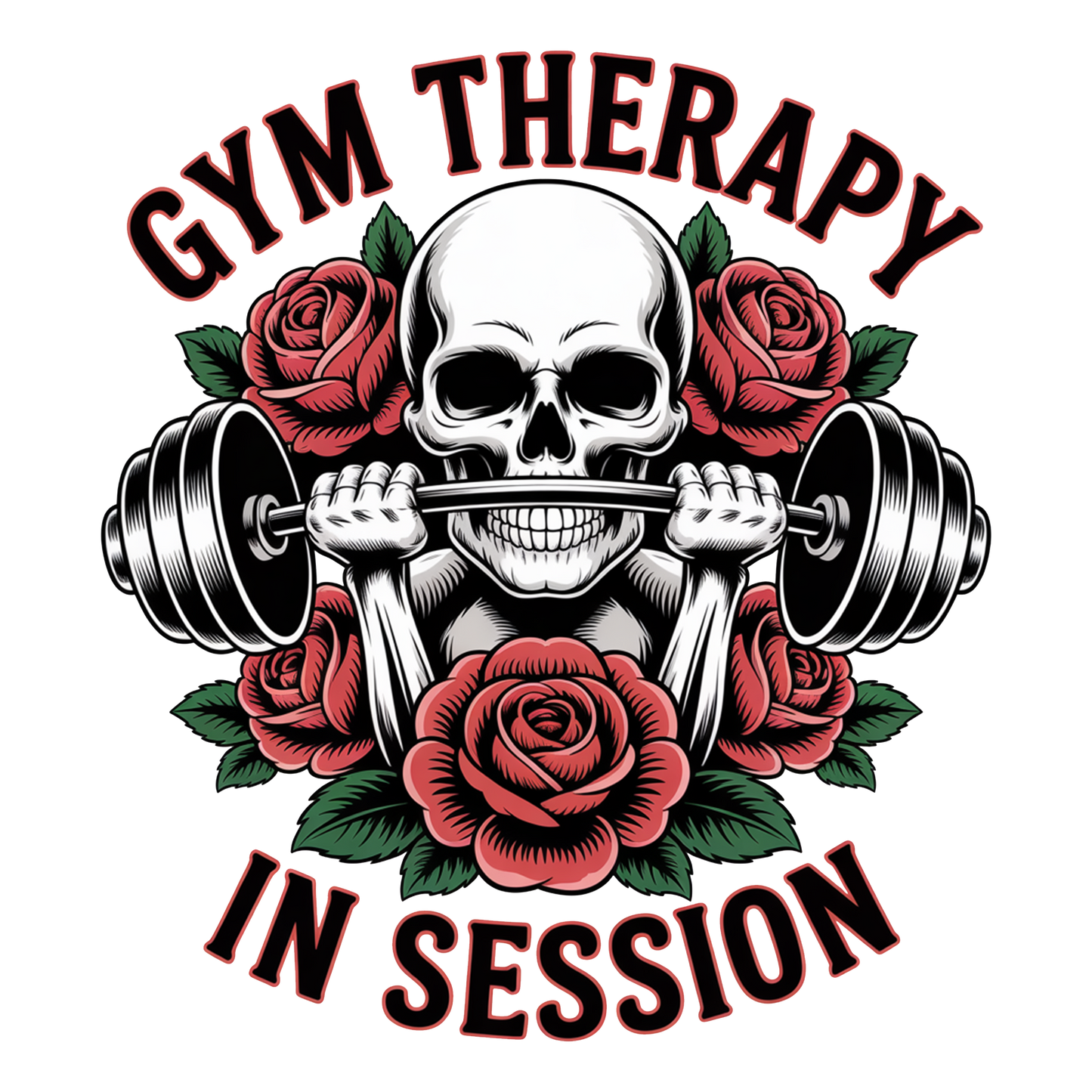 Tank Top - Gym Therapy In Session, Skull and Roses