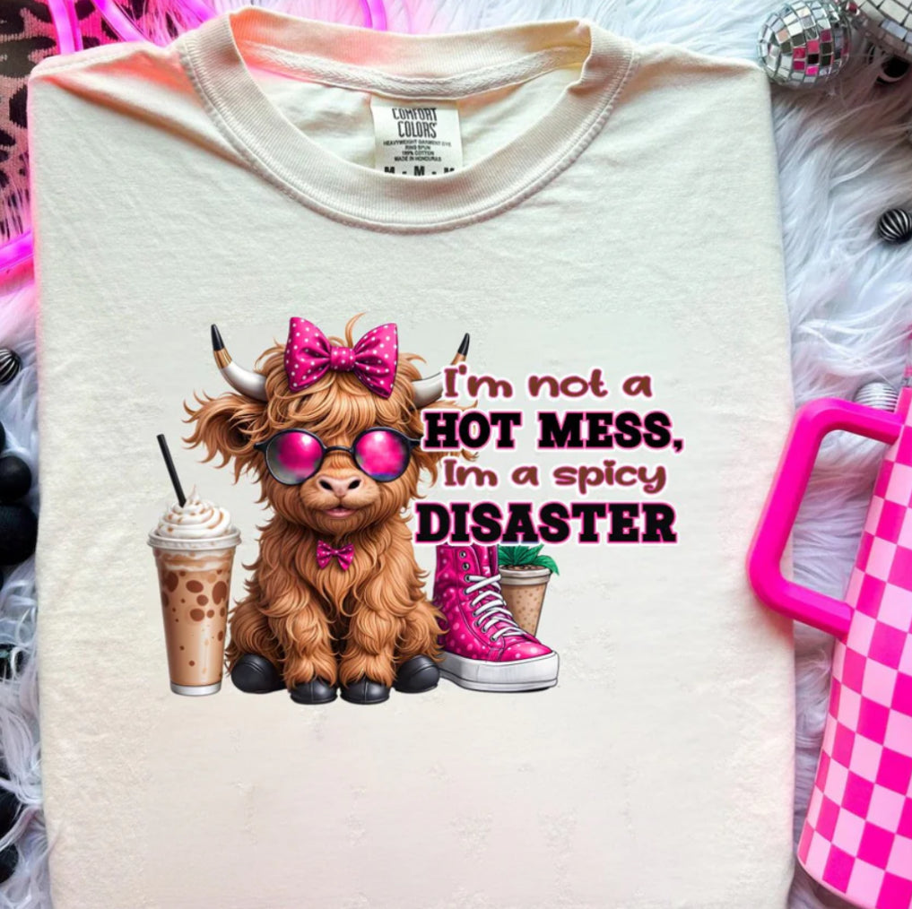 SPICY DISASTER HIGHLAND COW RTS Glitter Clear Film Screen Print