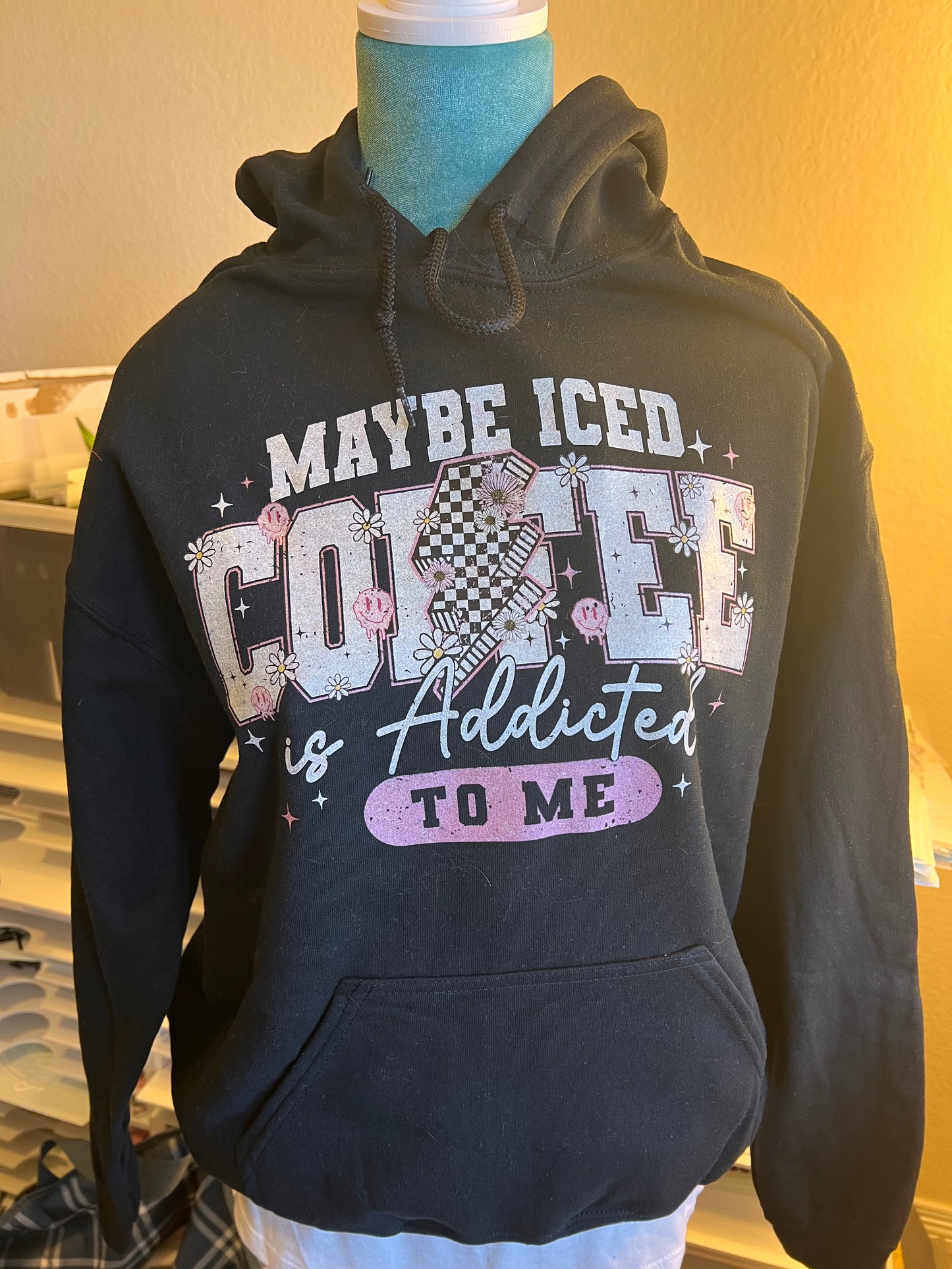Maybe Iced Coffee is Addicted to Me RTS - Size Medium Unisex Heavy Blend™ 50/50 Fleece Hoodie