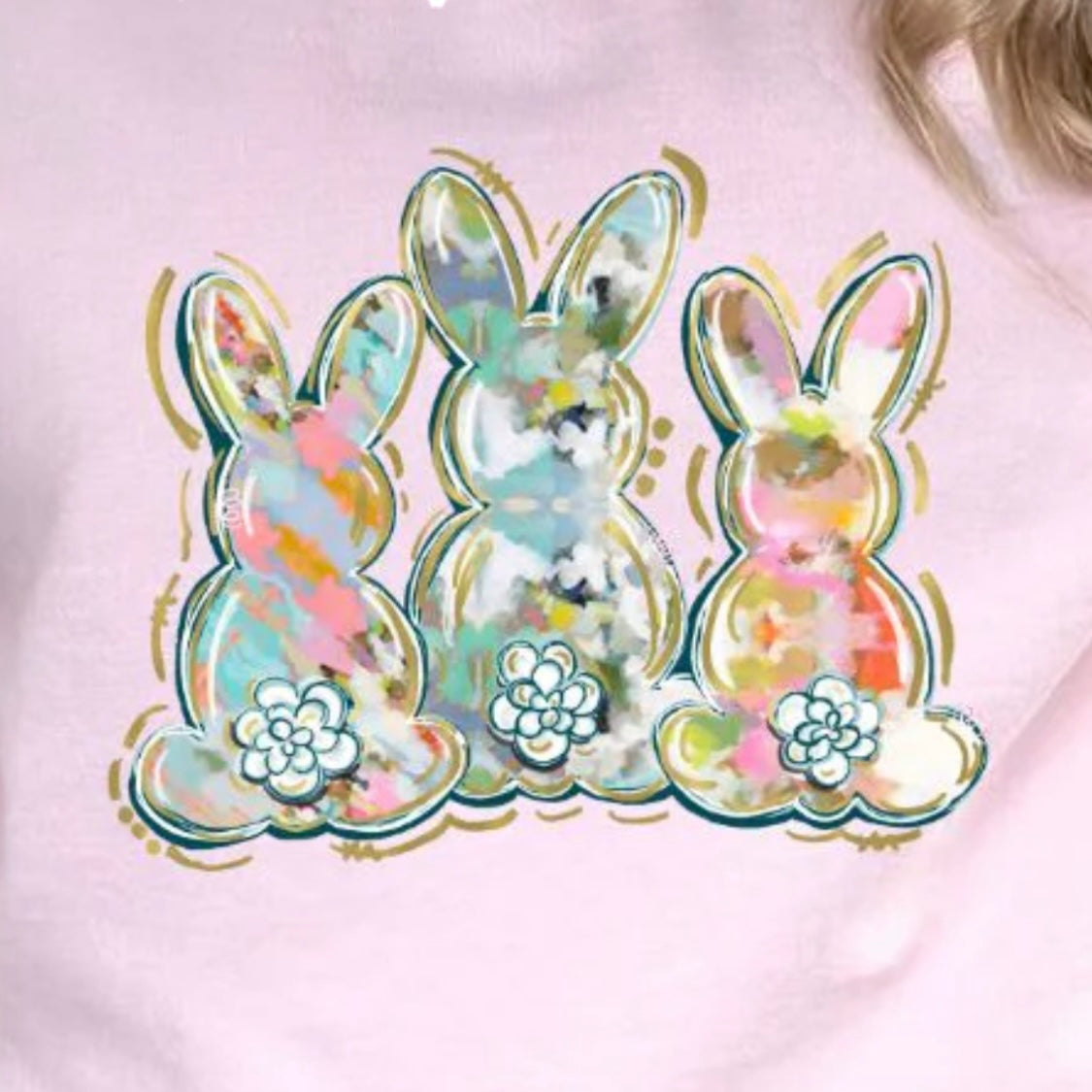 Easter Bunny Cotton Tails RTS Glitter Clear Film Screen Print