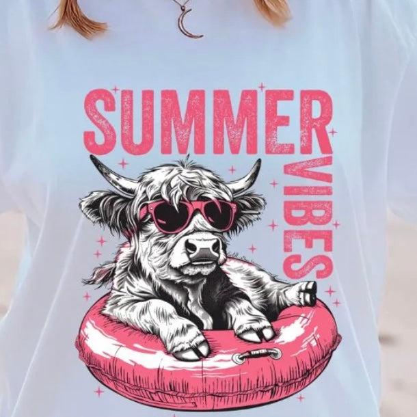 Summer Vibes with Pocket Print RTS Glitter Clear Film Screen Print