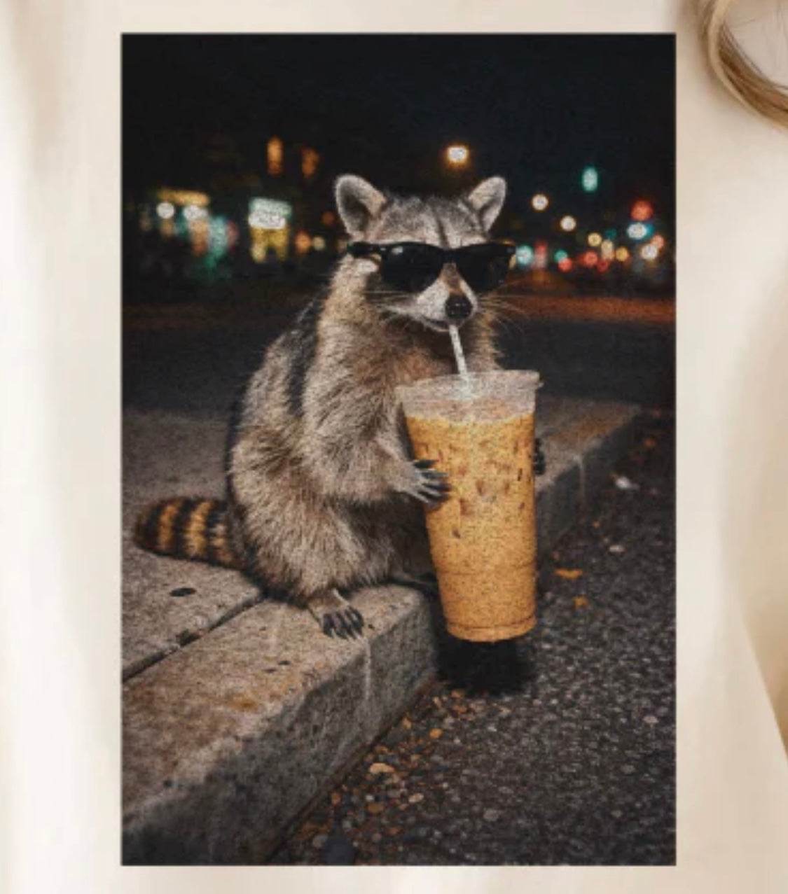 Iced Coffee Racoon - Full Color Screen Print