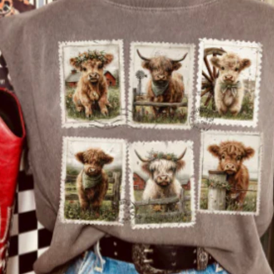 Highland Cow Stamps - Full Color Screen Print