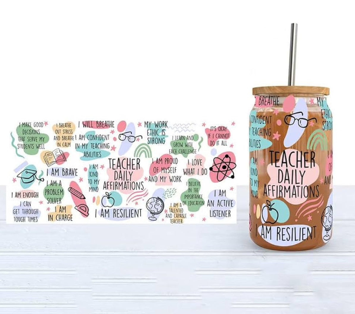 Libby Glass Can - Teacher Daily Affirmation