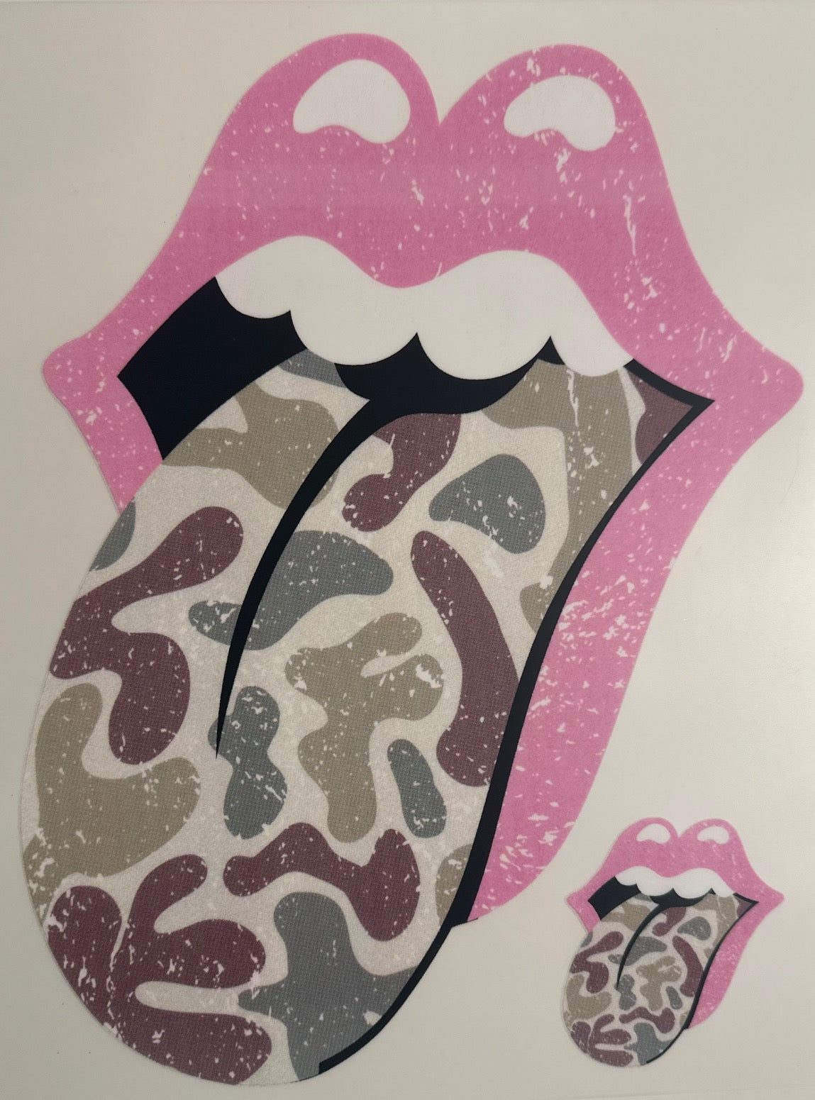 Full Color Screen Print - Pink Camouflage Lips