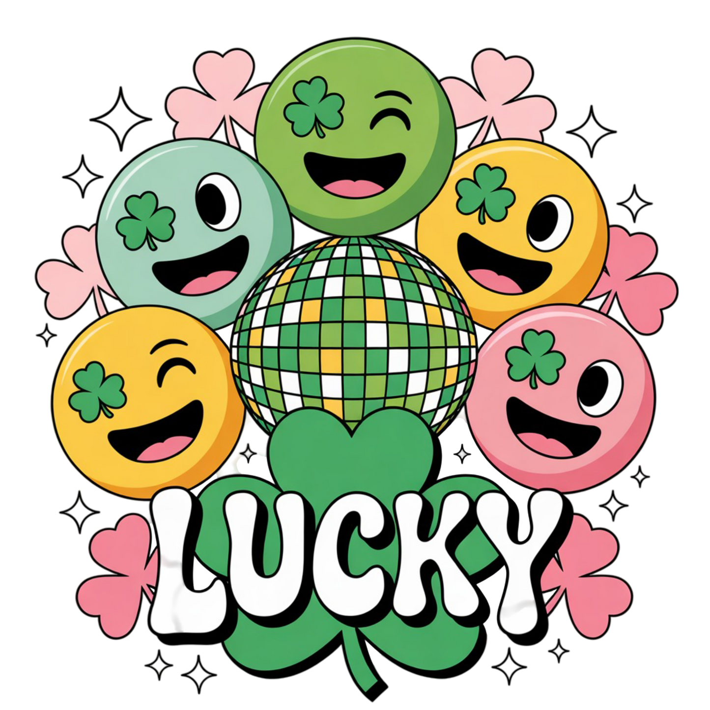 DTF Ready to Press - Lucky Smiley Face St Patrick's Day