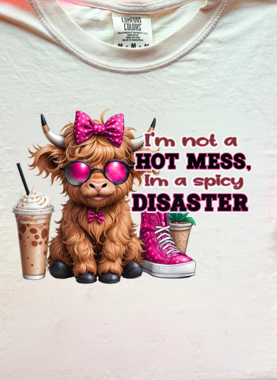 SPICY DISASTER HIGHLAND COW RTS Glitter Clear Film Screen Print