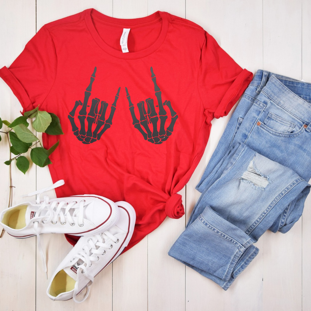 Single Color Screen Print - Rocker Skeleton Hands