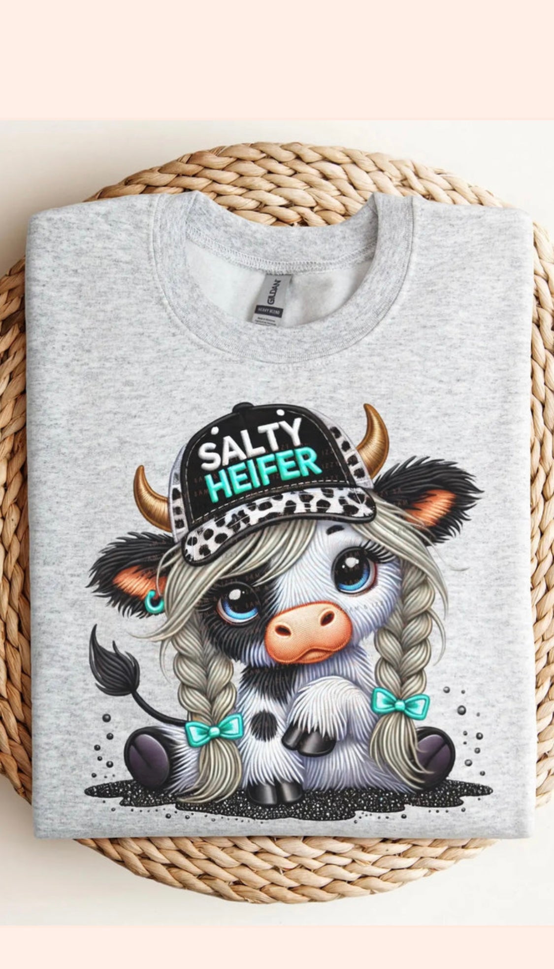 Salty Heifer Baby Cow RTS Glitter Clear Film Screen Print