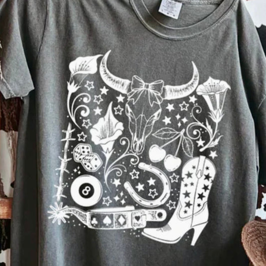 Single Color Screen Print - Western Collage
