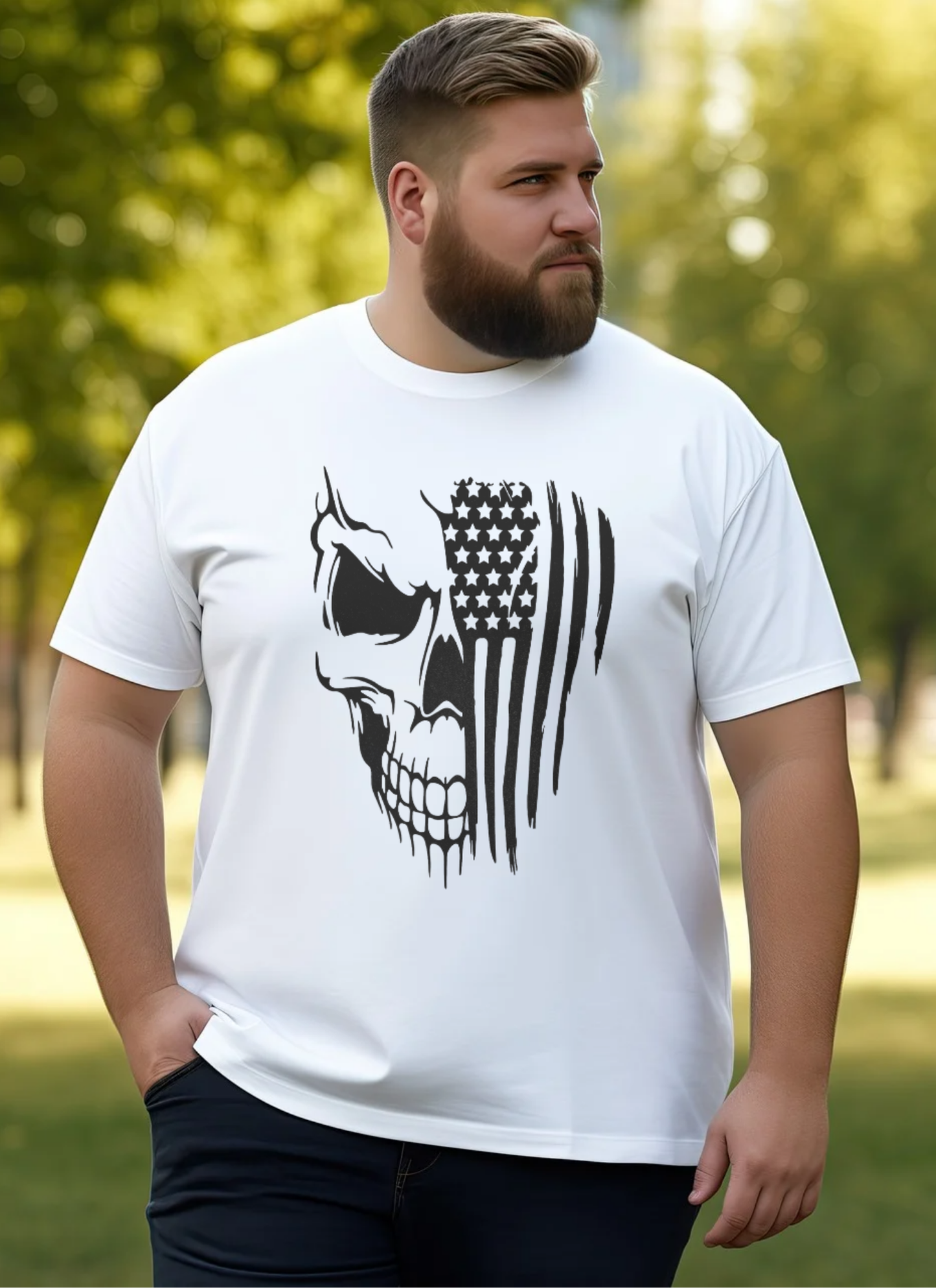 Single Color Screen Print - American Skull