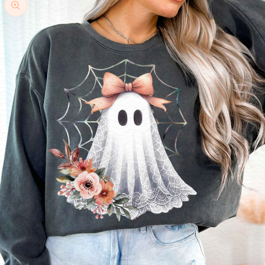 VINTAGE LACE GHOST RTS Glitter Clear Film Screen Print