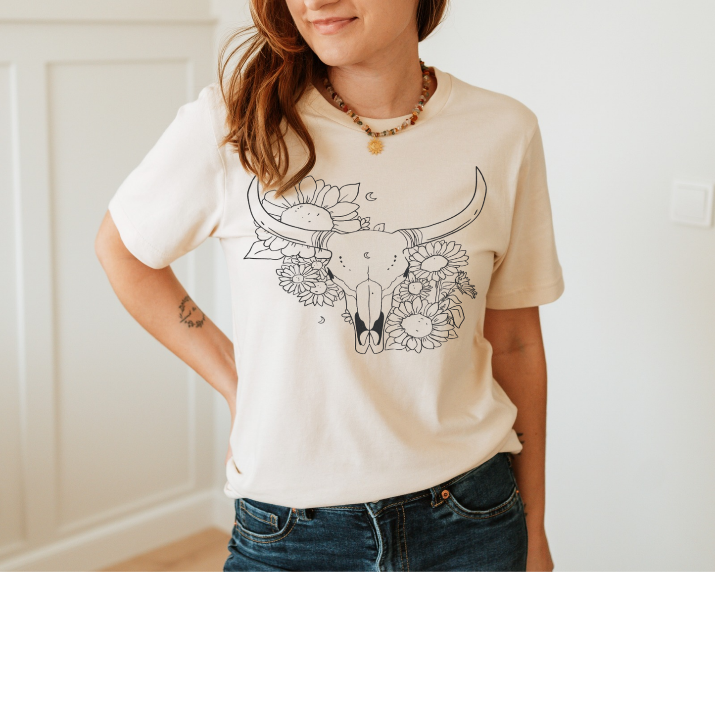 Single Color Screen Print - Flower Country Skull