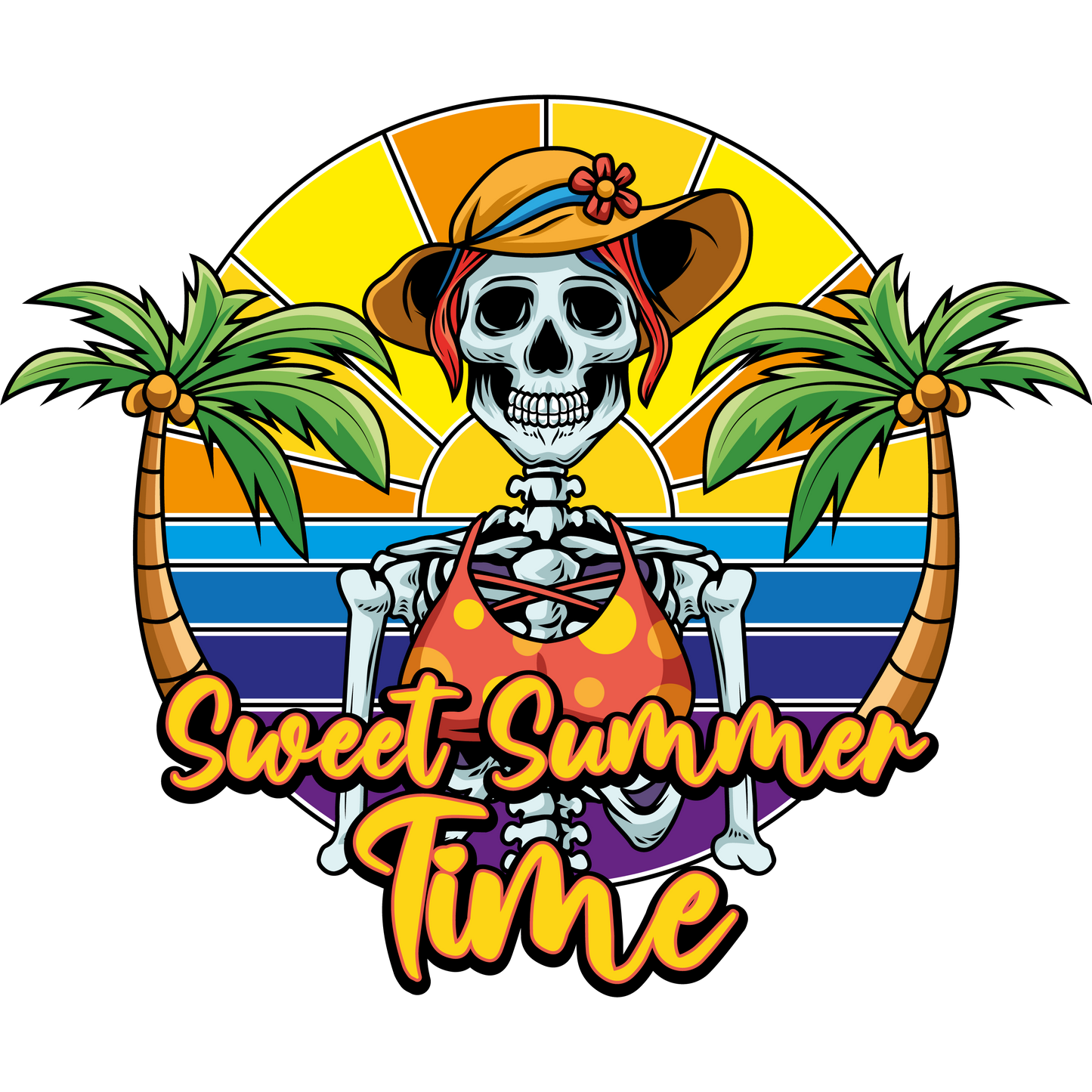 Ready to Press DTF Print - Sweet Summer Time Girl Skull