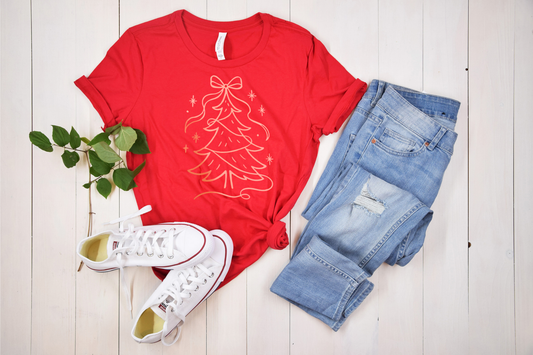 Single Color Screen Print - Christmas Tree (off white)