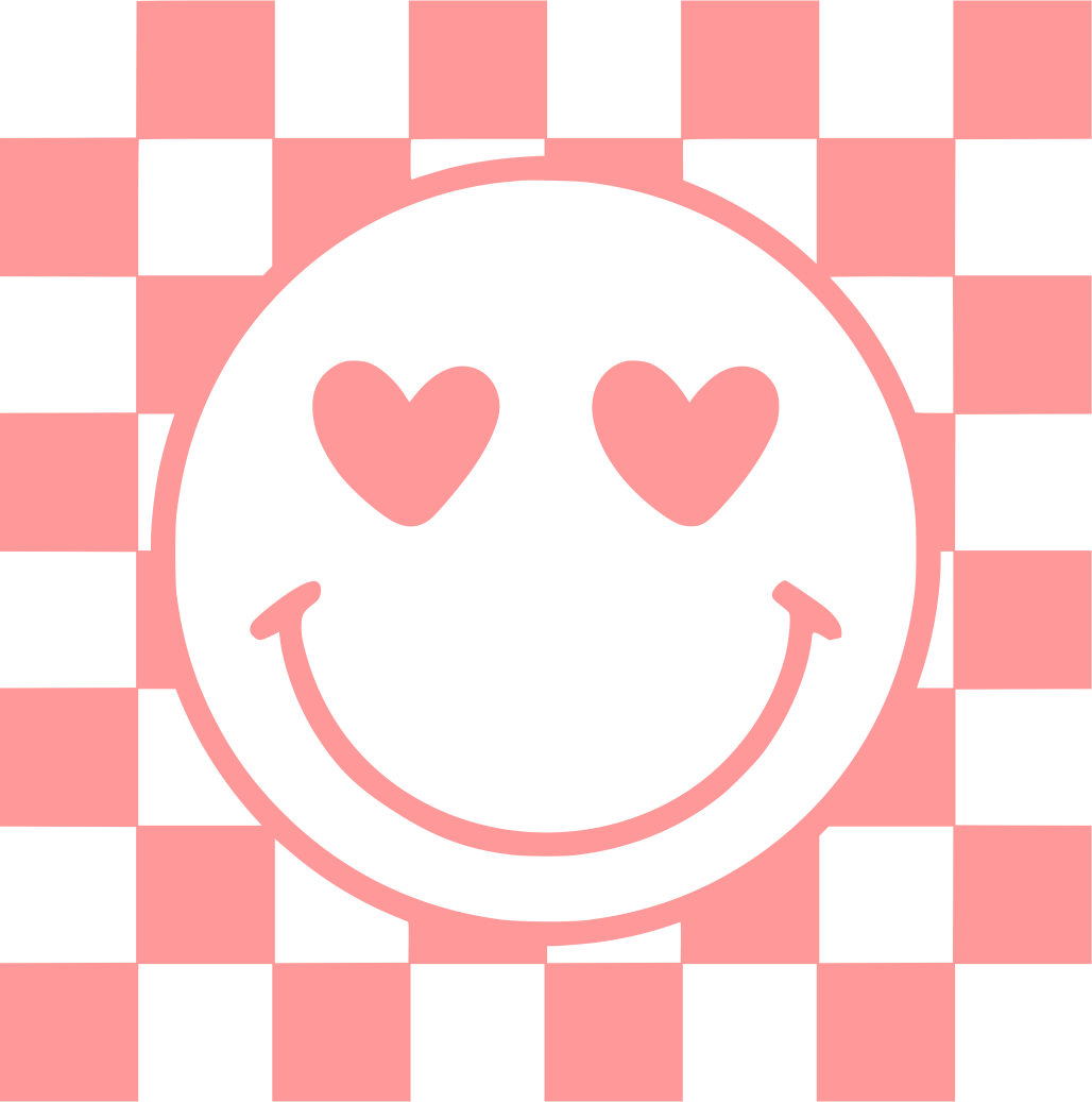 DTF Ready to Press - Pink Checker Smiley Face