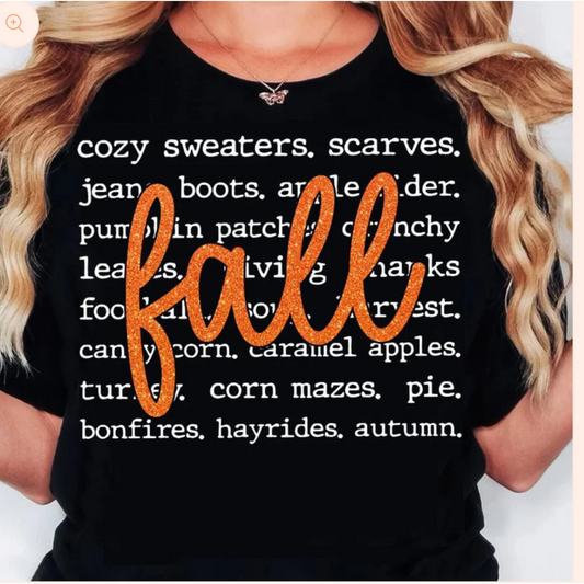 FALL and all words RTS Glitter Clear Film Screen Print