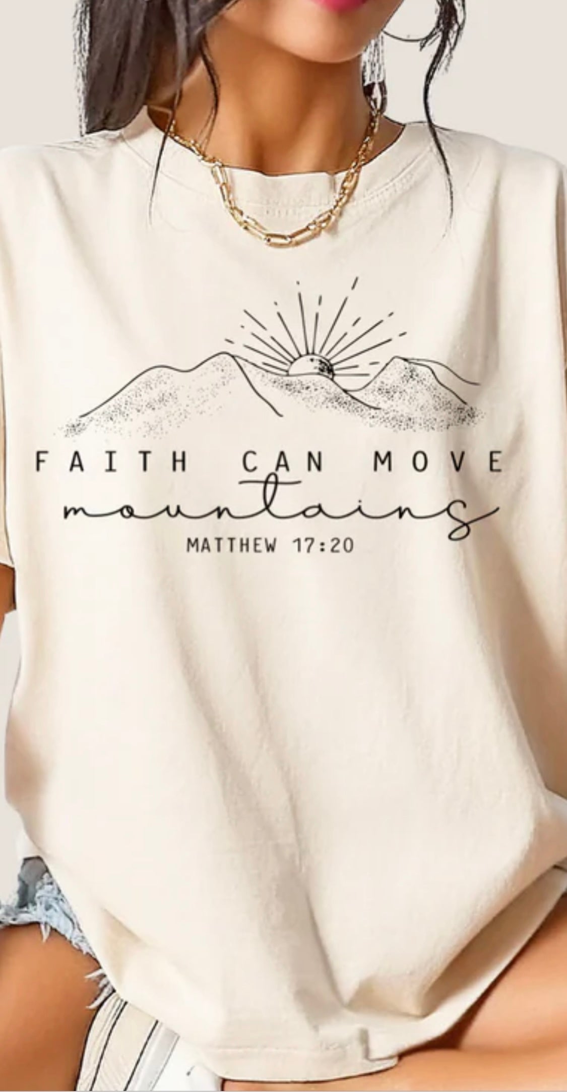 Single Color Screen Print - Faith can Move Mountains - Mathew 17:20