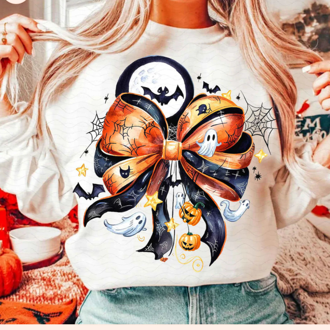 HALLOWEEN BOW RTS Glitter Clear Film Screen Print