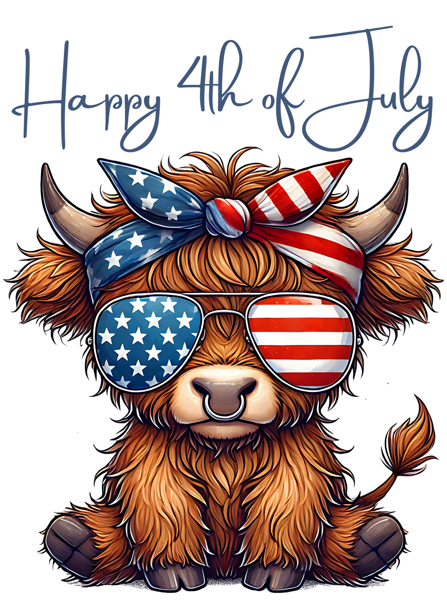 Sublimation Print  -  Happy 4th of July baby cow