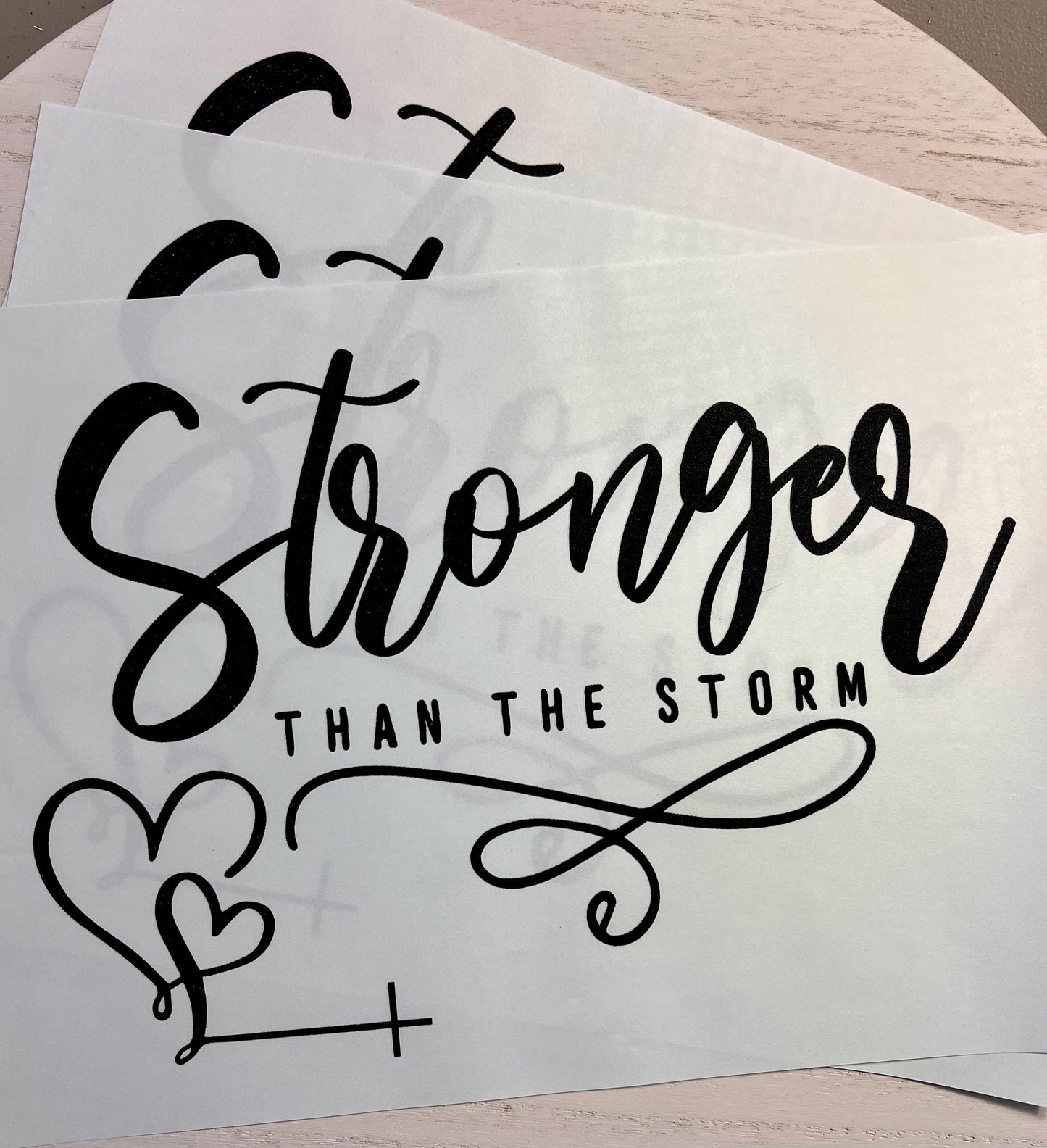 Single Color Screen Print - Stronger than the storm with sleeve image