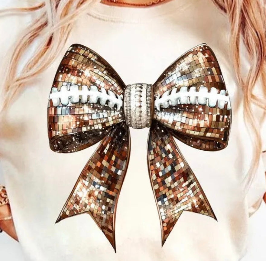 FOOTBALL BOW RTS Glitter Clear Film Screen Print