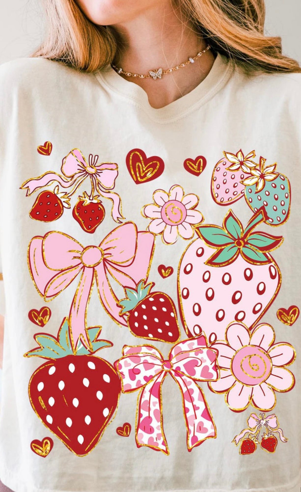 STRAWBERRY & BOWS COQUETTE RTS Glitter Clear Film Screen Print