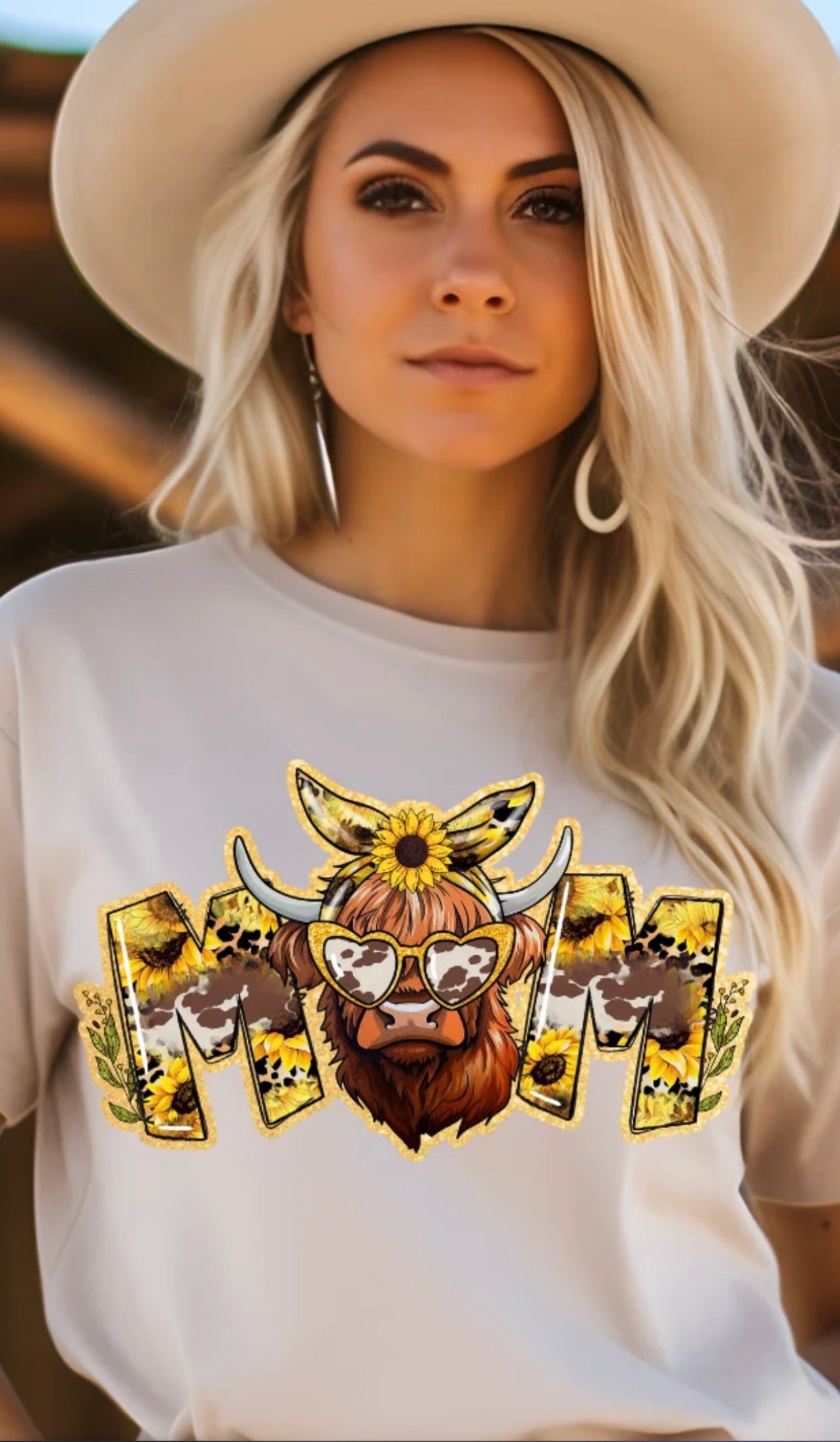 Full Color Screen Print - Sunflower Mom Cow