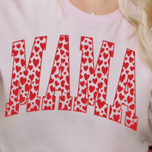 Single Color Screen Print - MAMA (hearts)