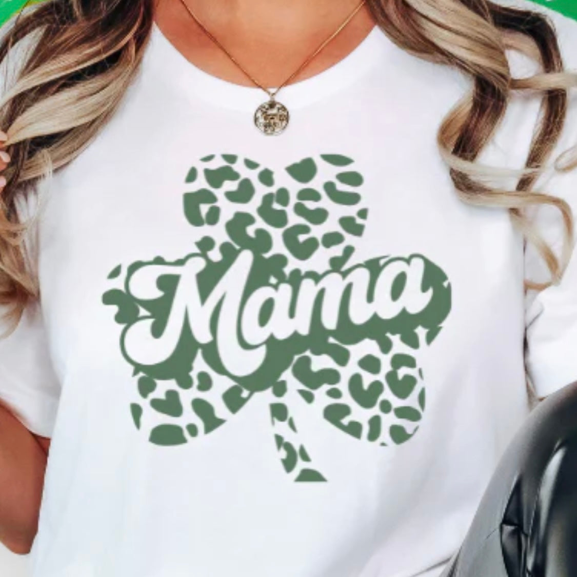 Single Color Screen Print - MAMA Leopard Print St Patrick's Day