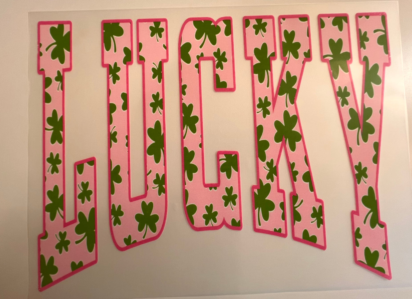 Full Color Screen Print - Lucky St Patricks Day Pink Clover