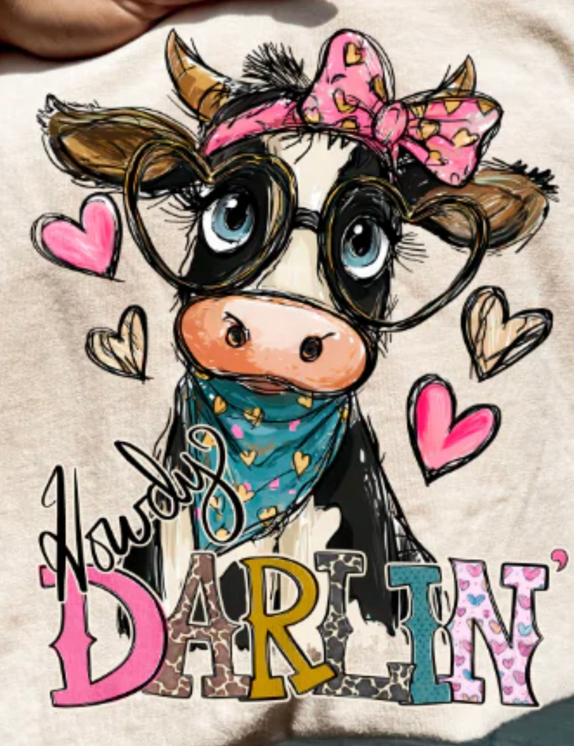 Howdy Darlin' Cow - Full Color Screen Print