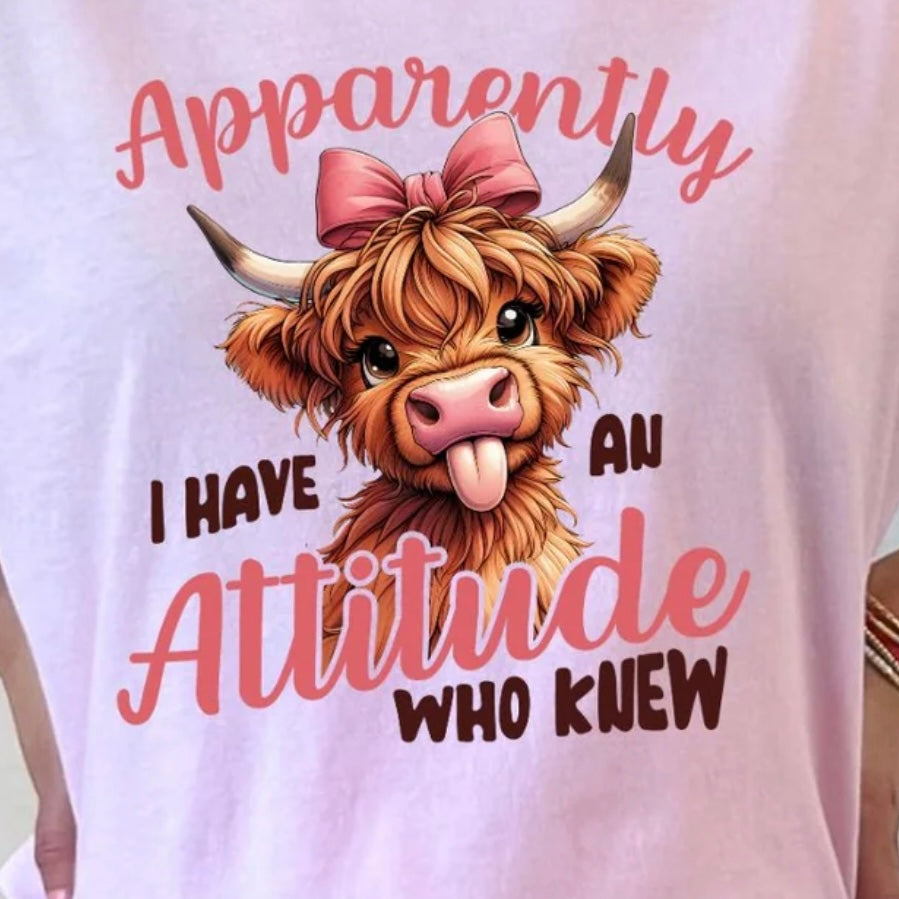 Apparently I have an Attitude Baby Cow  RTS Glitter Clear Film Screen Print RESTOCK