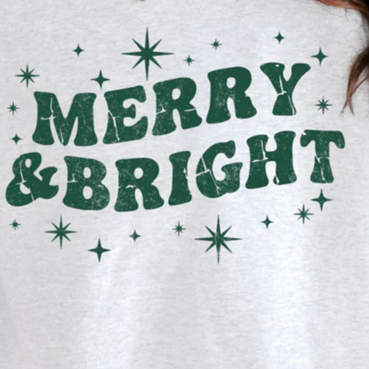 Single Color Screen Print - Merry & Bright (green)