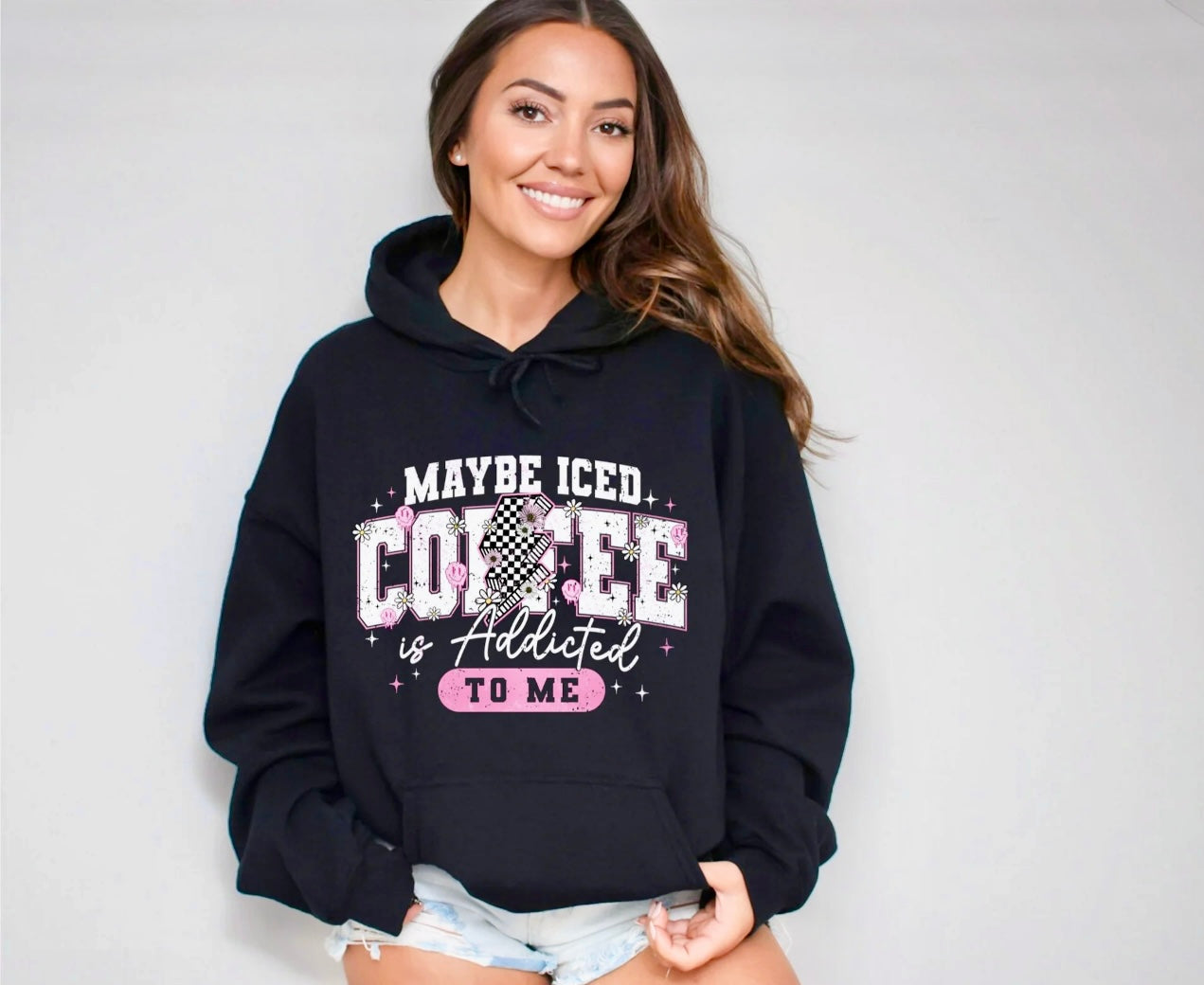 Maybe Iced Coffee is Addicted to Me Glitter Clear Film Screen Print