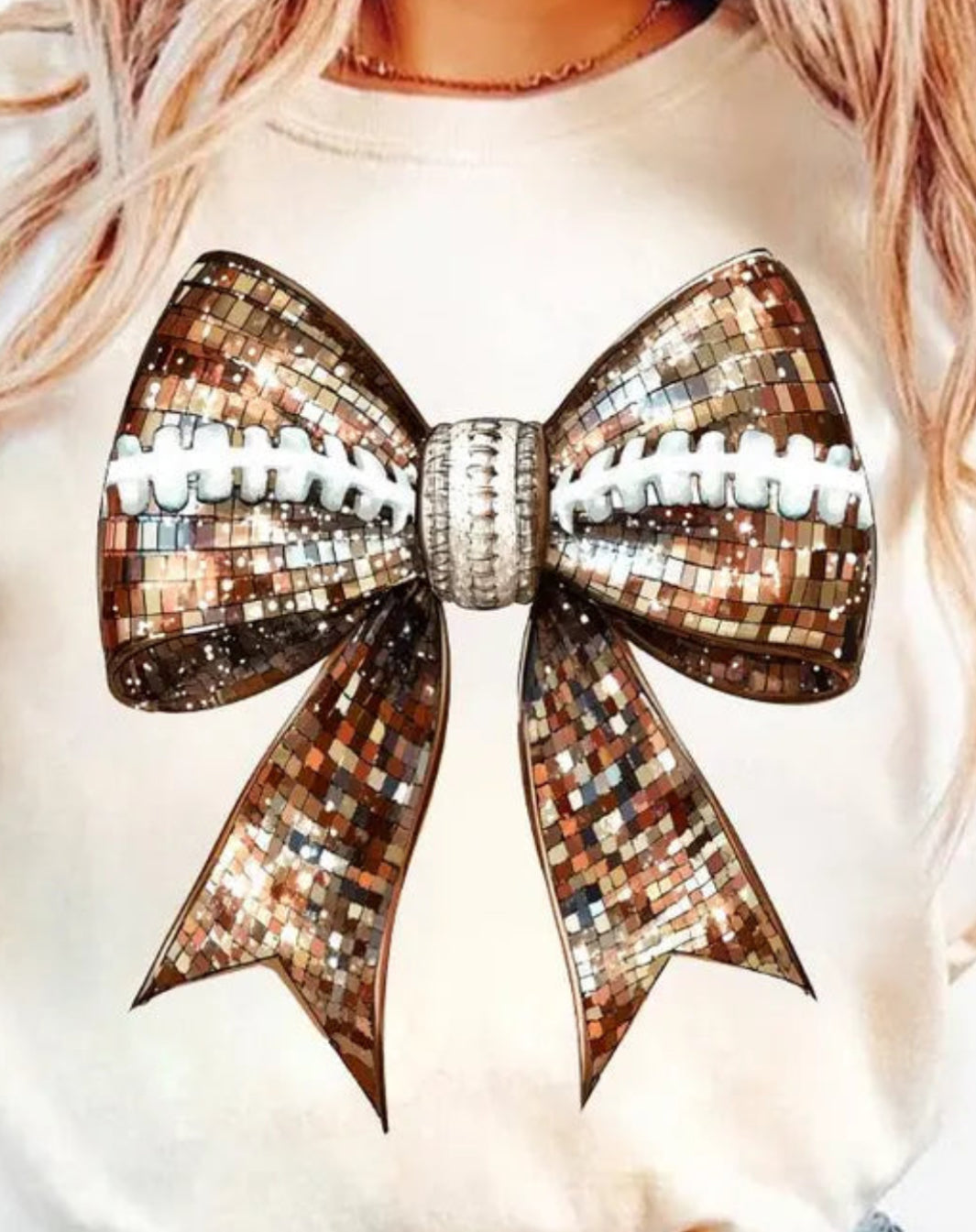 FOOTBALL BOW RTS Glitter Clear Film Screen Print