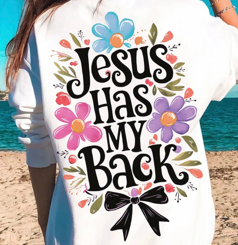 JESUS HAS MY BACK RTS Glitter Clear Film Screen Print