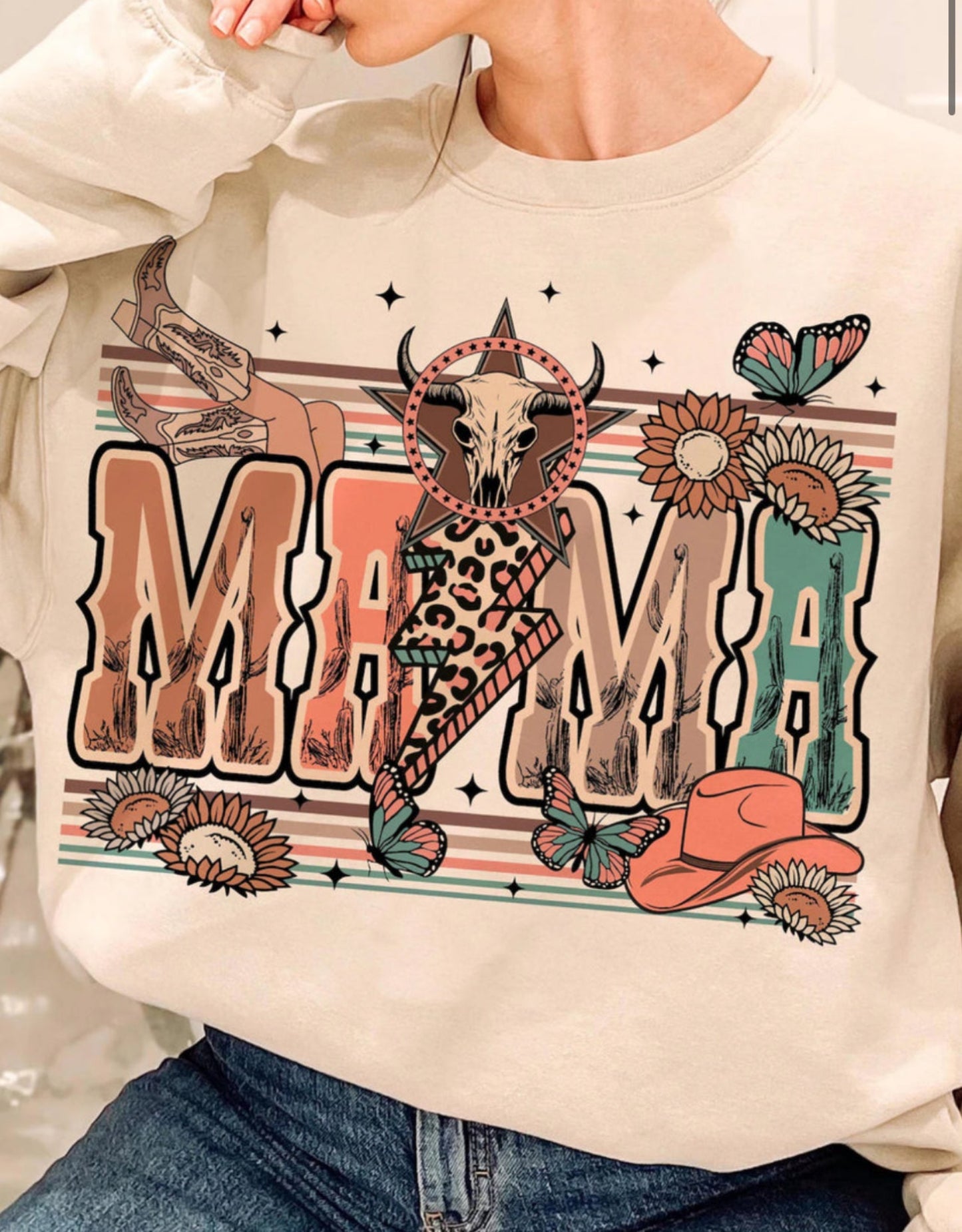 MAMA WESTERN RTS Glitter Clear Film Screen Print