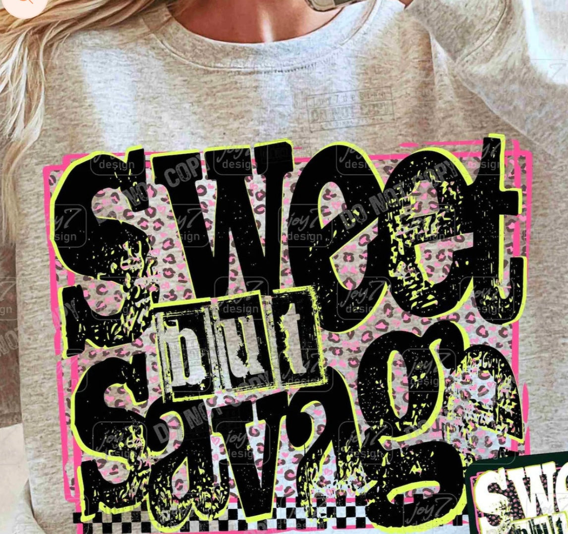 SWEET BUT SAVAGE RTS Glitter Clear Film Screen Print