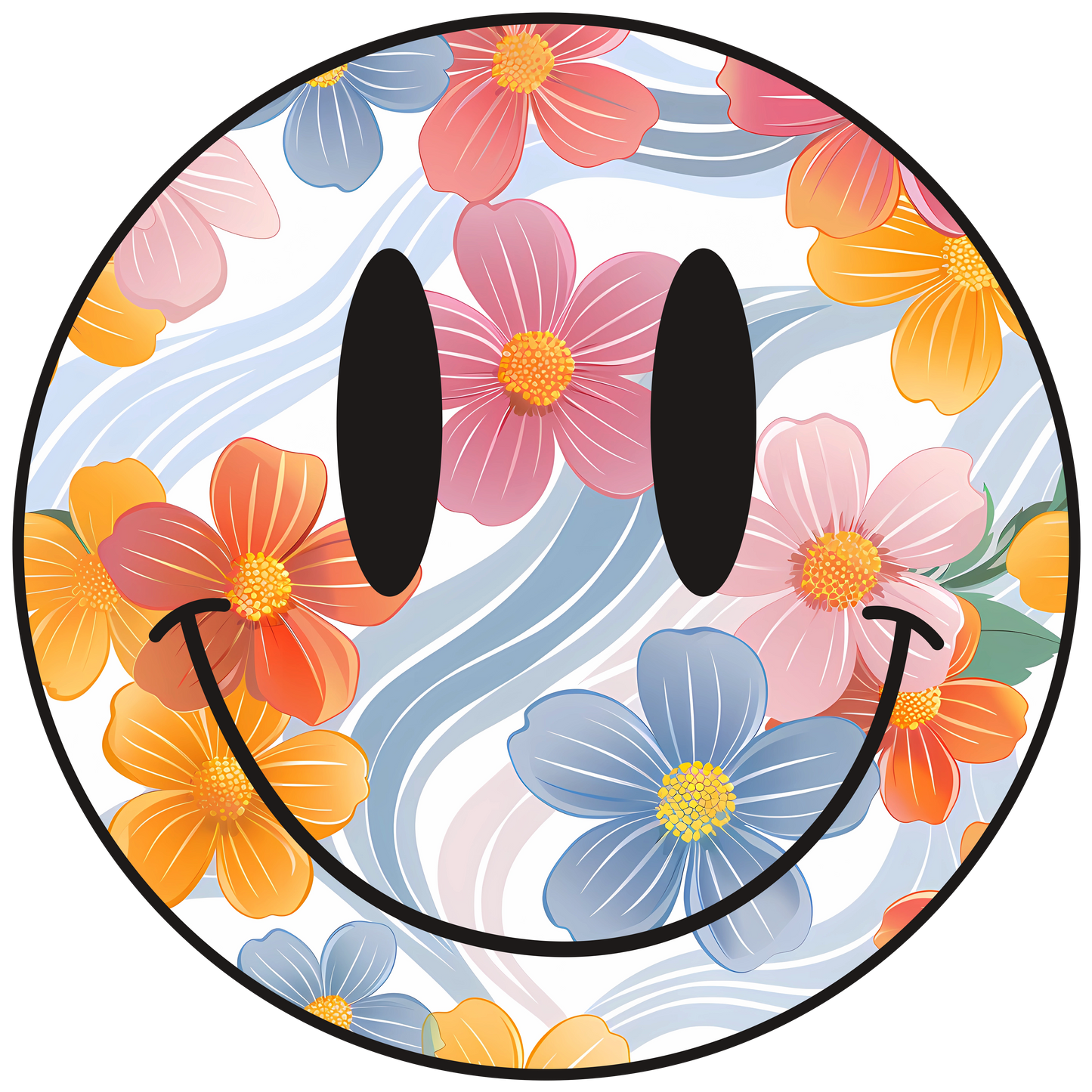 DTF Ready to Press - Smiley Face Floral #6
