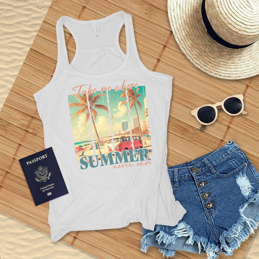 Sublimation Print  -  Take Me Where Summer Never Ends - Vintage