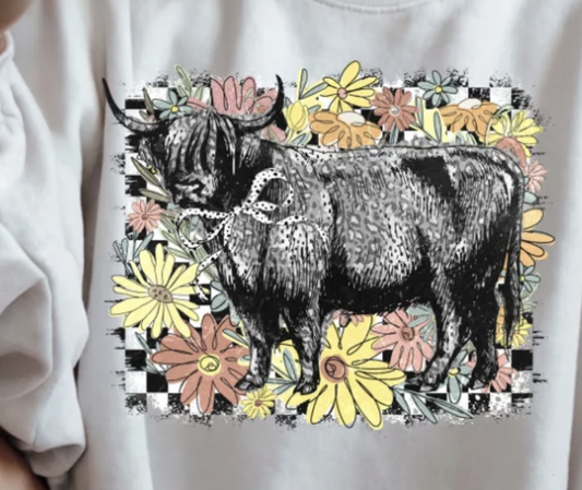 Full Color Screen Print - Checkered Cow