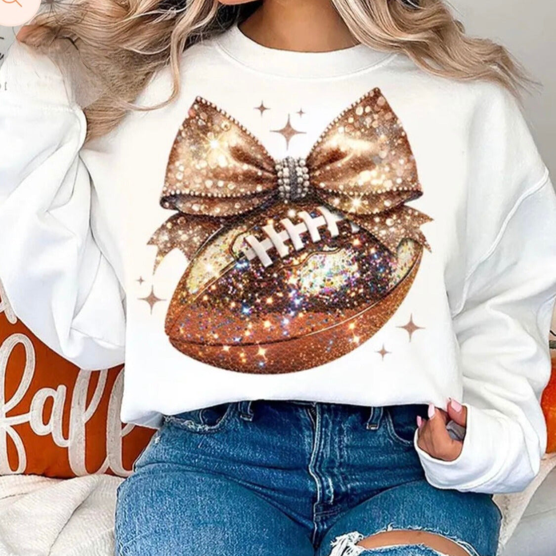 FOOTBALL Diamonds BOW RTS Glitter Clear Film Screen Print