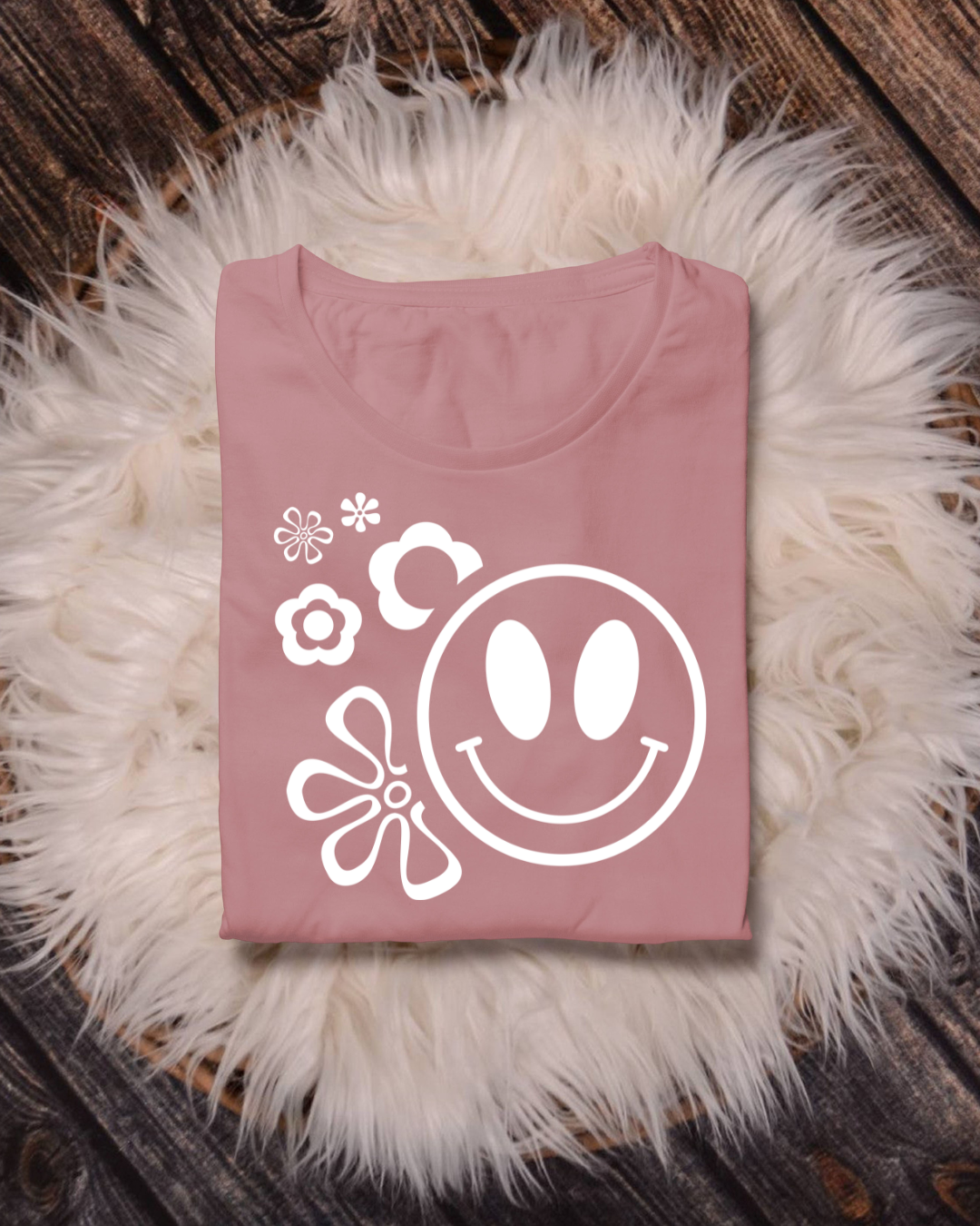 DTF Ready to Press - Smiley Face #5 (white)
