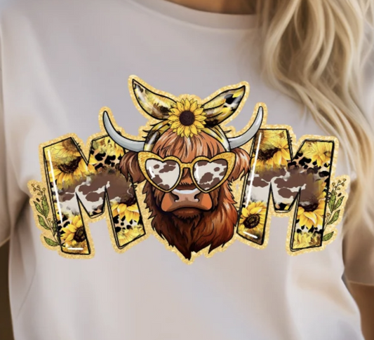 Full Color Screen Print - Sunflower Mom Cow